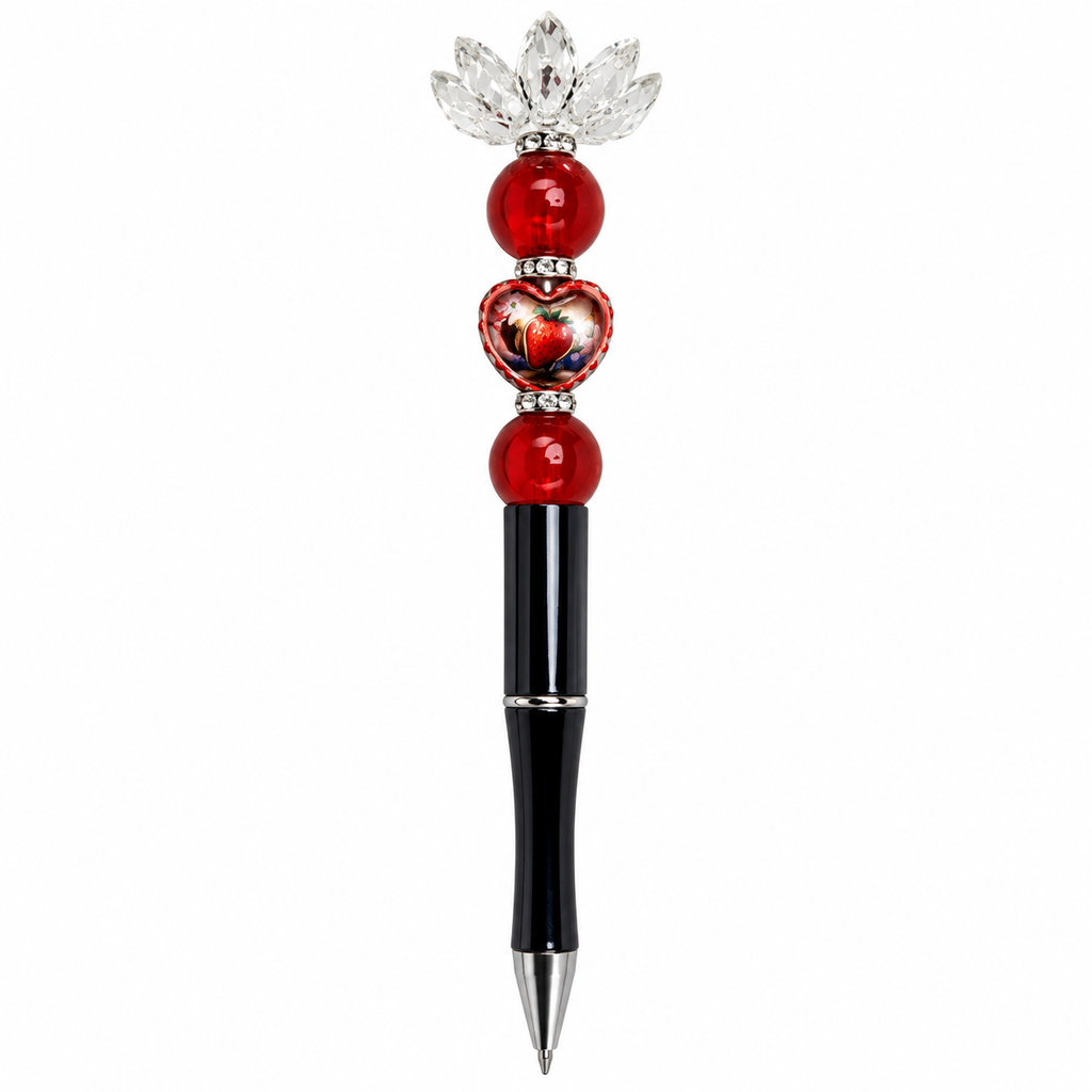 Red Heart Beaded Pen