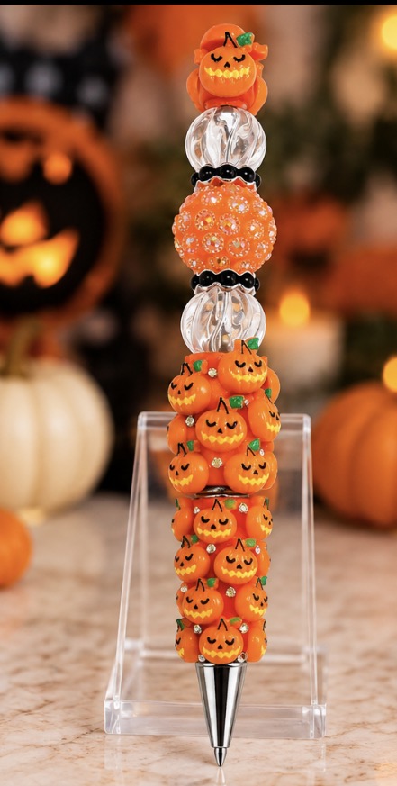 Halloween Jack-O'-Lantern Beaded Pen
