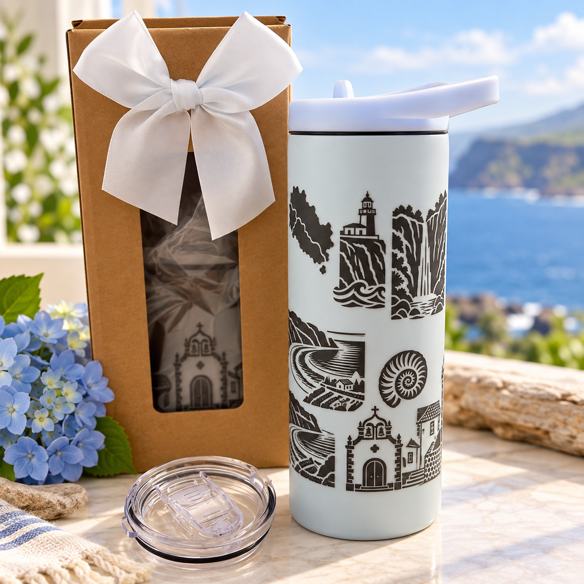 Santa Maria, Azores 20 oz Laser-Engraved Tumbler Gift Set