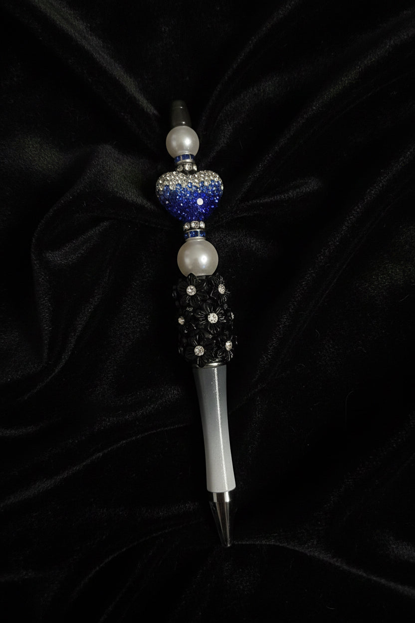 Blue Heart Pearl Beaded Pen