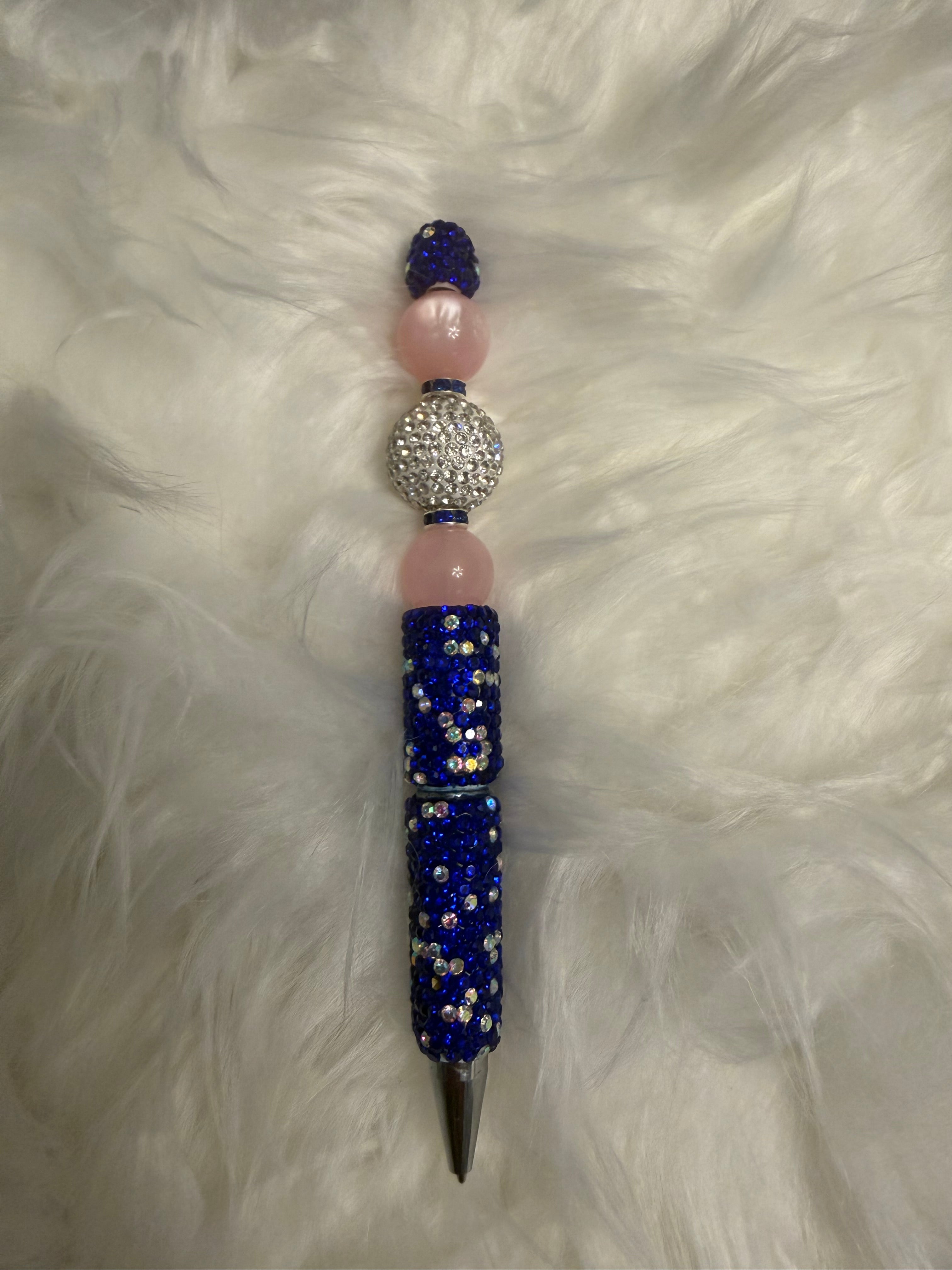 Royal Blue Rhinestone Beaded Pen