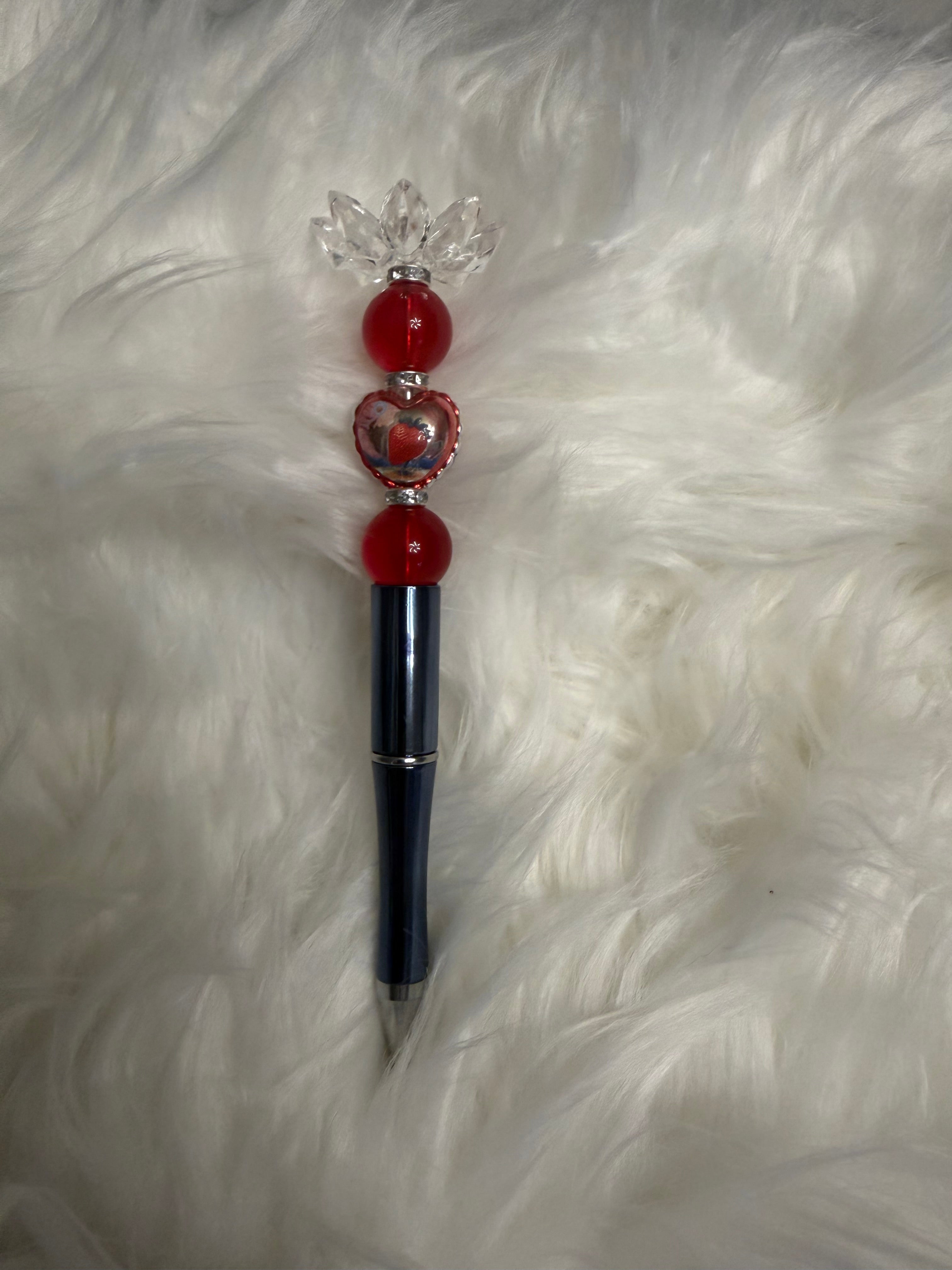 Red Heart Beaded Pen