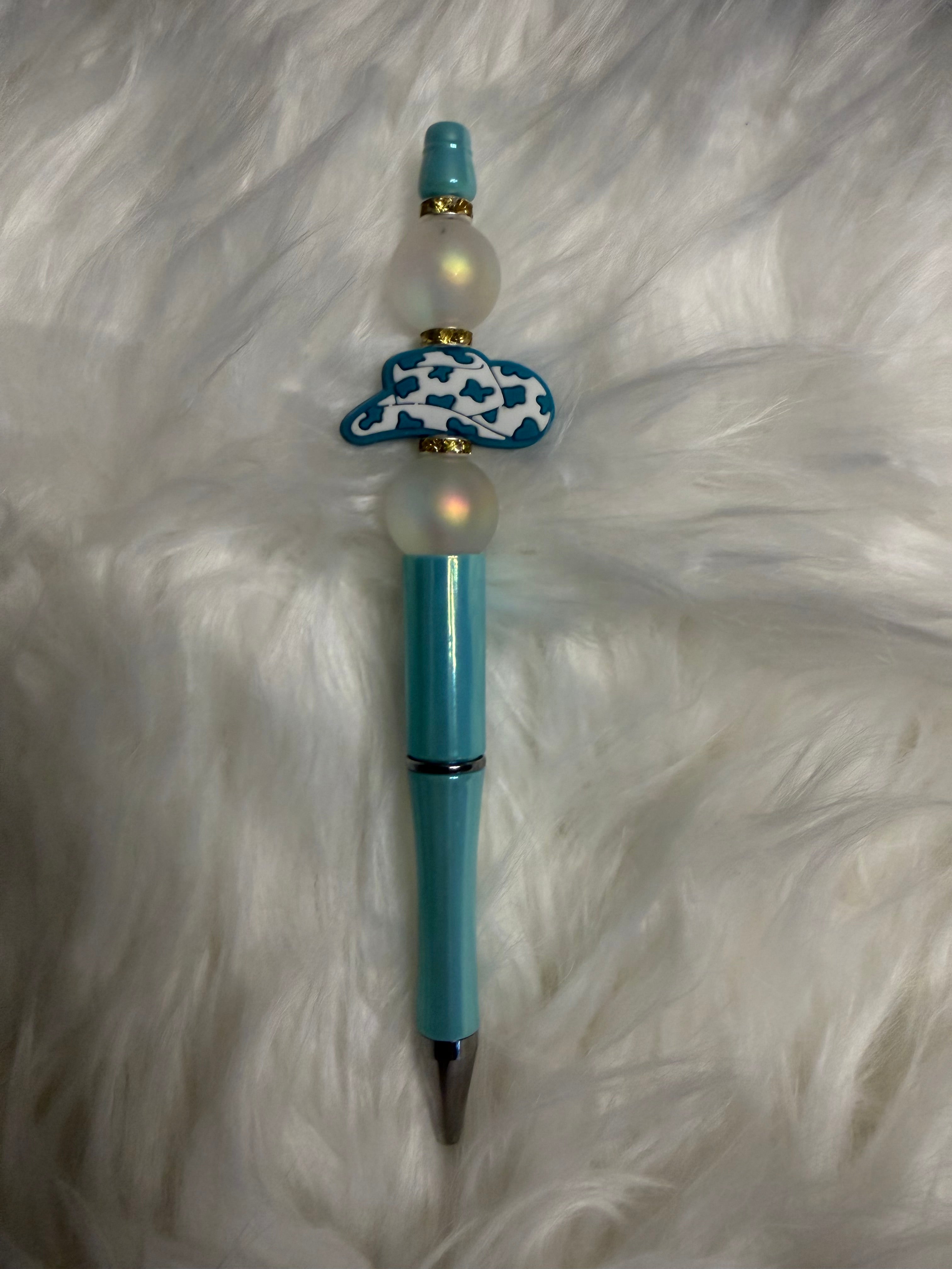 Turquoise Cowgirl Hat Beaded Pen