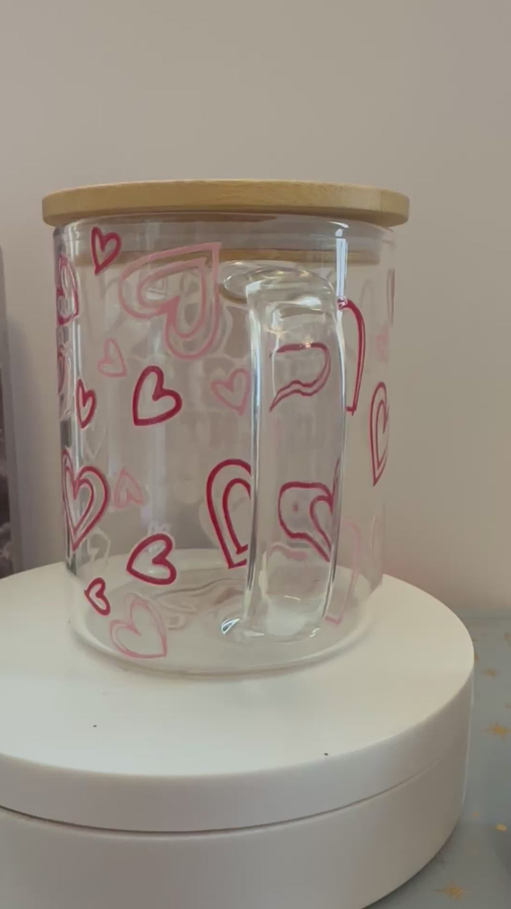Thick Thighs Valentine VibesClear Glass Mug with Bamboo Lid
